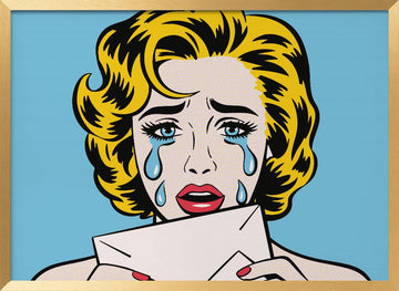 Crying Pop Art Woman | Poster - Gold Frame Interior