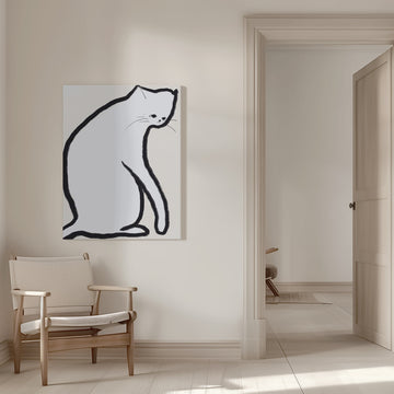 Pensive White Cat | Canvas - Canvas Interior