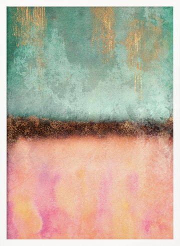 Teal Pink Gold Drips | Poster - White Frame Interior