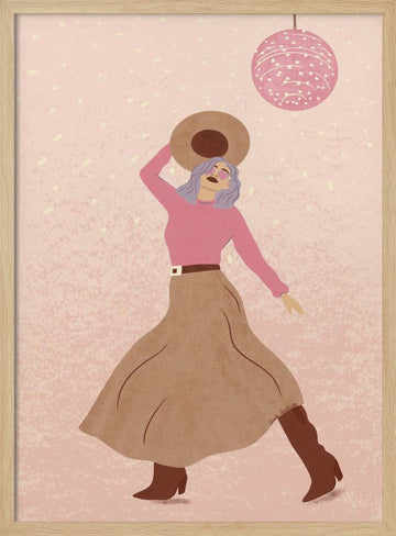 Disco Cowgirl 1 | Poster - Wood Frame Interior