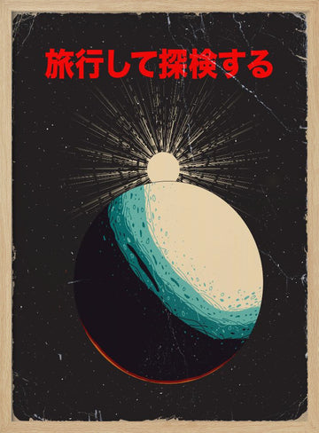 Retro Cosmic Sunrise | Poster - Wood Frame Interior