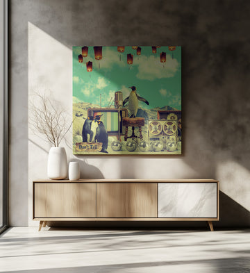 Retro Penguin Party | Canvas - Room Interior 2