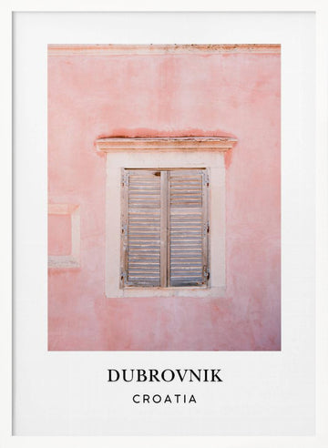 Pink Dubrovnik Croatia travel poster | Poster - White Frame Interior