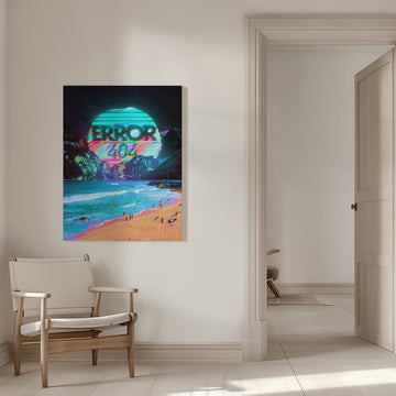 Vaporwave Error Beach | Canvas - Room Interior 1