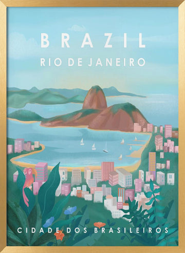 Brazil | Poster - Gold Frame Interior