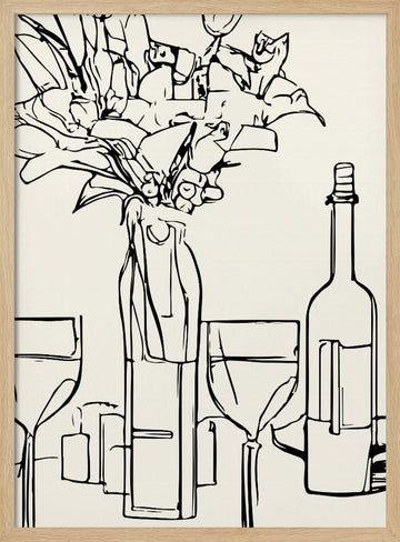 Wine and Blooms | Poster - Wood Frame Interior