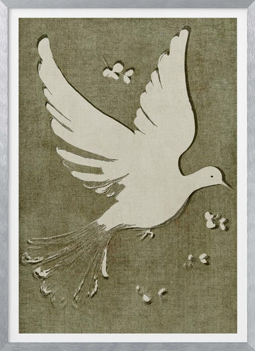 Peaceful White Dove | Poster - Silver Frame Interior
