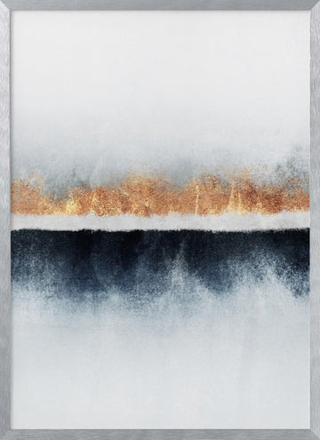 Golden Horizon Abstract | Poster - Silver Frame Interior