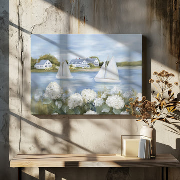Serene Coastal Sailboats | Canvas - Room Interior 2