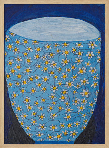 Blue Daisy Vase | Poster - Wood Frame Interior