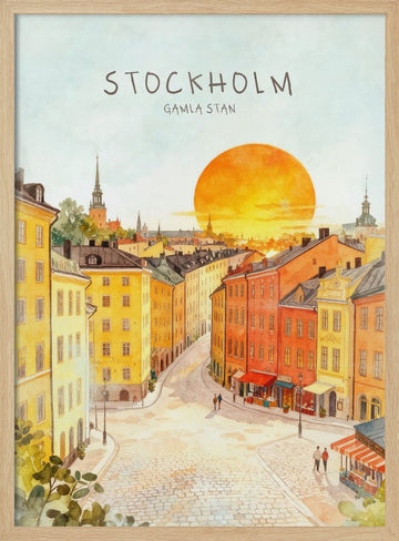 Stockholm Gamla Stan Sunset | Poster - Wood Frame Interior