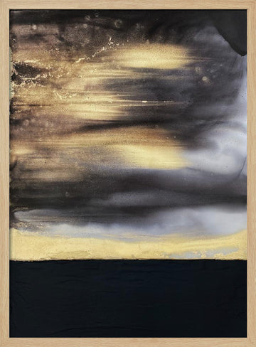 Golden Horizon Abstract | Poster - Wood Frame Interior