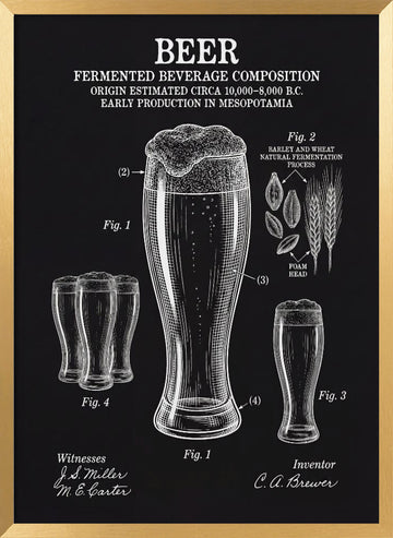 Historic Beer Patent | Poster - Gold Frame Interior