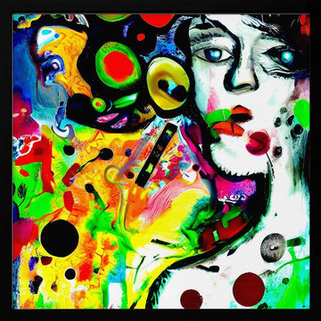 Vibrant Abstract Face | Poster - Black Metal Frame Interior