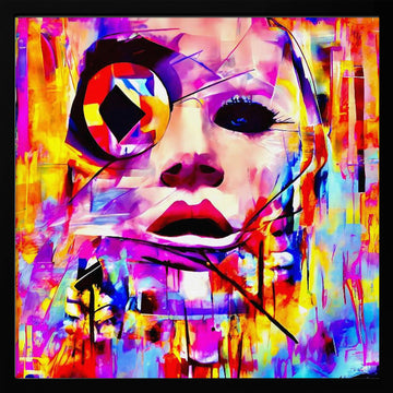Vibrant Abstract Portrait | Poster - Black Metal Frame Interior