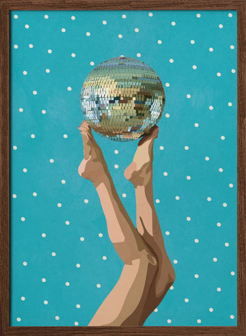 Dancing Disco Legs | Poster - Walnut Frame Interior