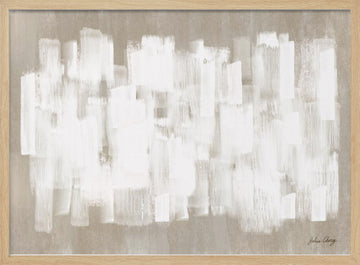 White On Beige Abstrct | Poster - Wood Frame Interior