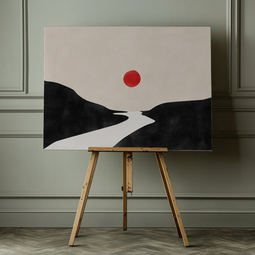Red Sun Zen Landscape | Canvas - Room Interior 1