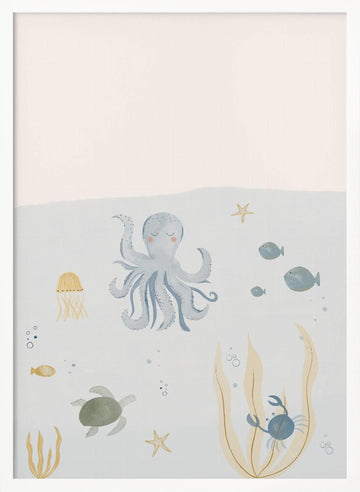 Gentle Ocean Friends | Poster - White Frame Interior