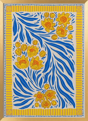 Vibrant Floral Pattern | Poster - Gold Frame Interior