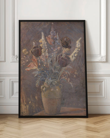 Clay Vase With Tulips and Other Flowers By Karl Schou | Poster - Room Interior 1