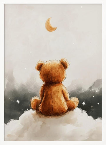 Moonlit Bear Dreams | Poster - White Frame Interior