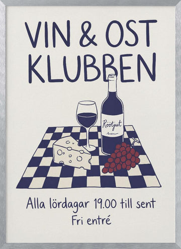 Cozy Wine Club | Poster - Silver Frame Interior