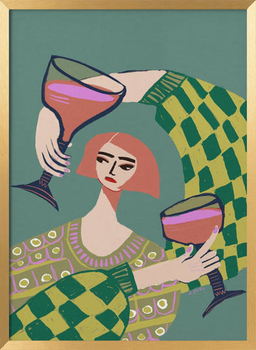 Modern Wine Gathering | Poster - Gold Frame Interior
