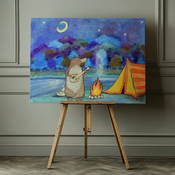 Bear Plays Banjo Camping | Canvas - Room Interior 1