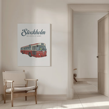 Classic Red Stockholm Bus | Canvas - Room Interior 1