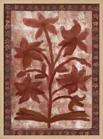 Terracotta Floral Design | Poster - Wood Frame Interior