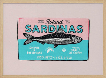 Vintage Sardine Art | Poster - Wood Frame Interior