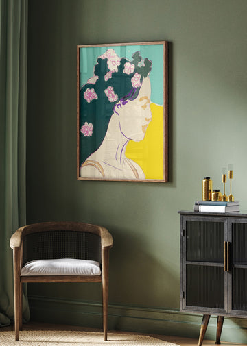 Serene Floral Portrait | Poster - Room Interior 2