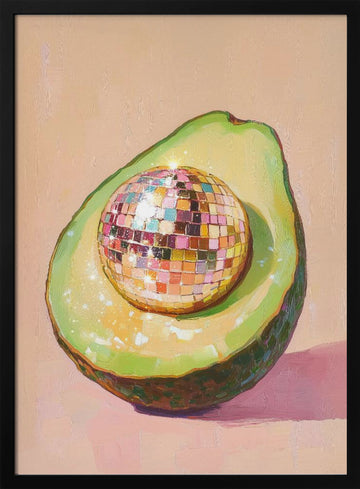 Avocado Disco Ball | Poster - Black Metal Frame Interior