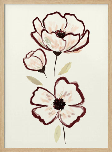 Delicate Watercolor Blooms | Poster - Wood Frame Interior