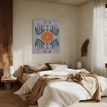 Vibrant Folk Flowers | Canvas - Room Interior 2