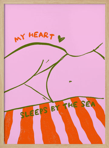 Heart Sleeps By The Sea | Poster - Wood Frame Interior
