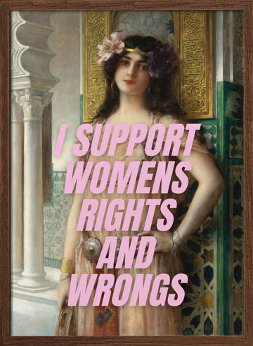 Ornate Woman Feminist Message | Poster - Walnut Frame Interior