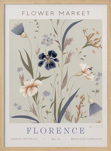 Flower Market Florence | Poster - Wood Frame Interior