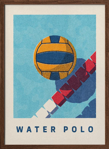 Vibrant Water Polo Ball | Poster - Walnut Frame Interior