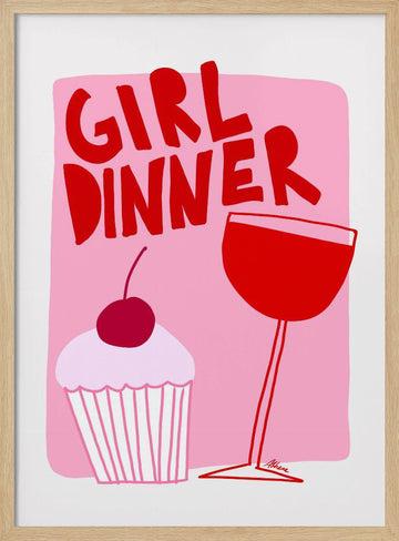 Girl Dinner | Poster - Wood Frame Interior
