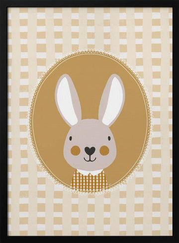 Whimsical Bunny Character | Poster - Black Metal Frame Interior