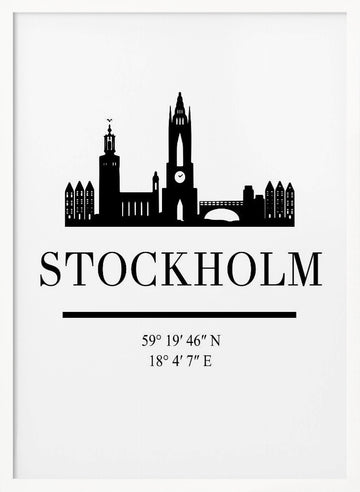 Stockholm City Silhouette | Poster - White Frame Interior