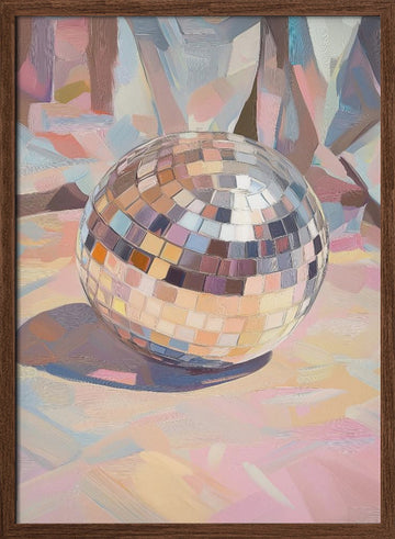Pastel Disco Ball | Poster - Walnut Frame Interior