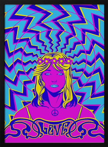 Psychedelic Love Girl | Poster - Black Metal Frame Interior