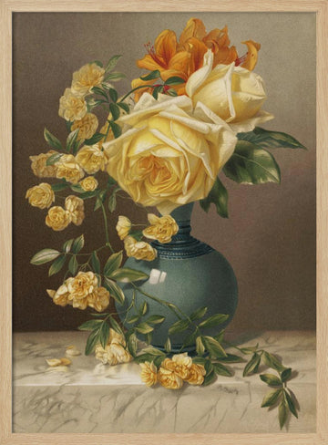Marchal Niel Roses | Poster - Wood Frame Interior