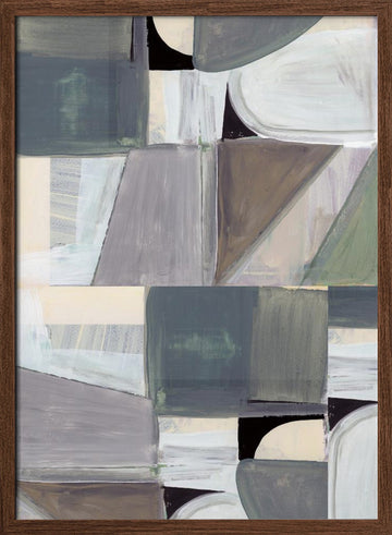 Muted Abstract Shapes | Poster - Walnut Frame Interior