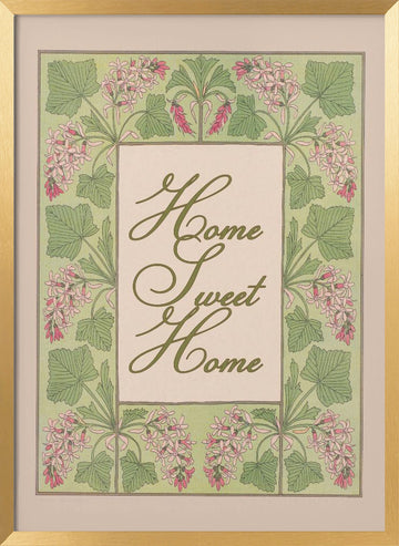 Floral Home Sweet Home | Poster - Gold Frame Interior