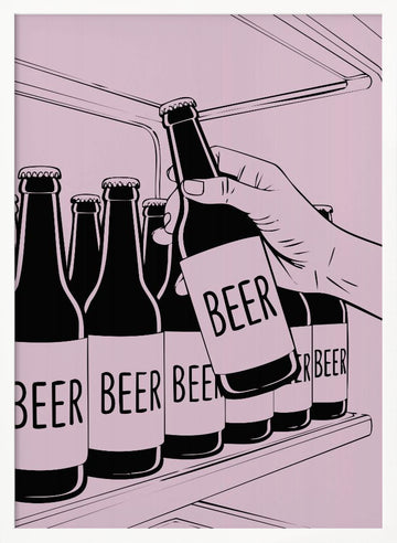 Hand Reaching For Beer | Poster - White Frame Interior