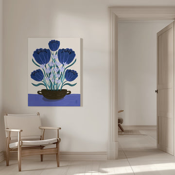 Blue Floral Arrangement | Canvas - Room Interior 1